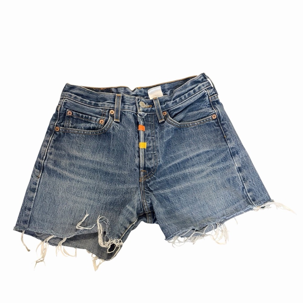 Levi's 501 Cut Off Blue Denim High Rise Women's Shorts Embroidered Fly‎ Festival